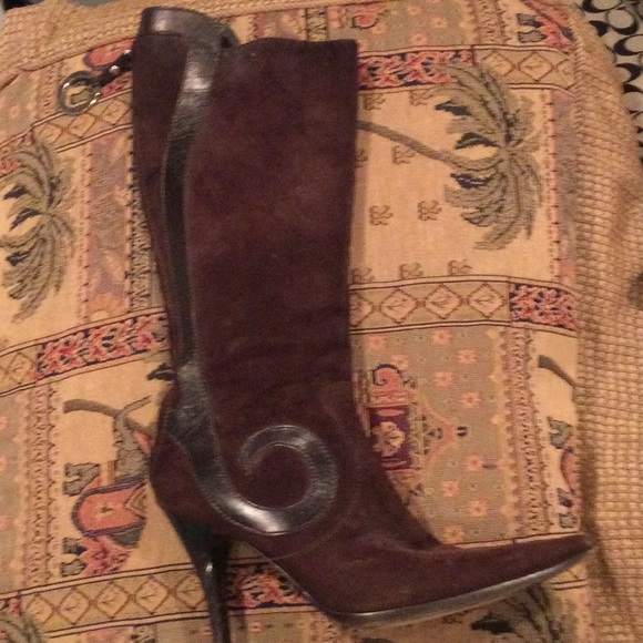 Brown  vintage high heel boots suede 37 - Picture 7 of 14